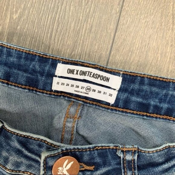 Free People One Teaspoon Freebirds Skinny Jeans Crop Blue indigo Straight leg - Picture 13 of 16